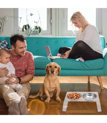 Kedi Köpek Mama Kabı İkili Lüx Şefaf  Çelik Kase Casper Modeli