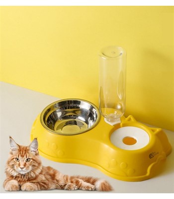 Kedi  Köpek Mama ve Su Kabı  BuShop Otomatik Su Sebili Sarı