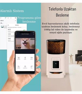 Kedi  Köpek Mama ve Su Kabı  BuShop  Zamanlı Otomatik Beslenme 1080P HD Kamera Telefonla Uyumlu