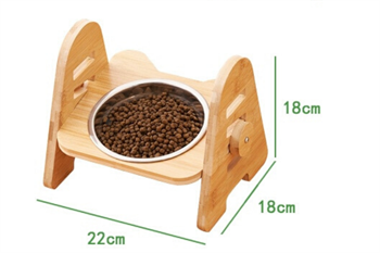 Kedi Köpek Mama Ve Su Kabı-Çelik Tek Adet Kase Hediyeli-Gerçek Ahşap-Kayın Renk-BuShop Alfa 