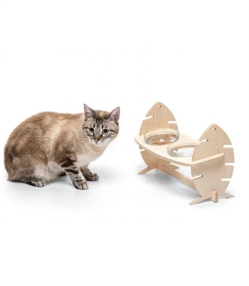 Kedi Köpek Mama Ve Su Kabı İkili BuShop Gerçek Ahşap Kaydırmaz  Kılçık