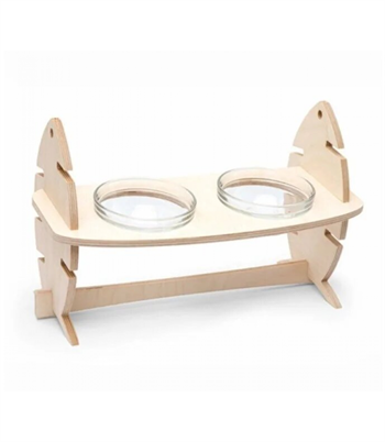 Kedi Köpek Mama Ve Su Kabı İkili BuShop Gerçek Ahşap Kaydırmaz  Kılçık