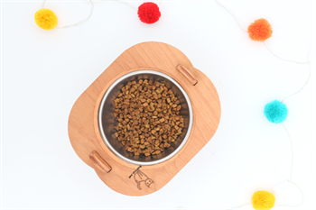 Kedi Köpek Mama Ve Su Kabı-Kaliteli  Çelik Bir Adet Kase Hediyeli-Kontraplak Ahşap-Armut Kiraz-BuShop Mişa 