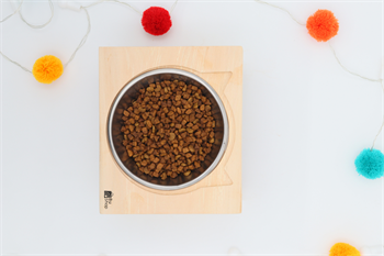 Kedi Köpek Mama Ve Su Kabı-Kaliteli Çelik Tek Kase Hediyeli-Gerçek Ham Ahşap-BuShop Katya 