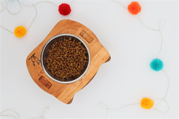 Kedi Köpek Mama Ve Su Kabı-Kaliteli  Çelik Bir Adet Kase Hediyeli-Gerçek Ahşap-Armut Kiraz-BuShop Mızmız 