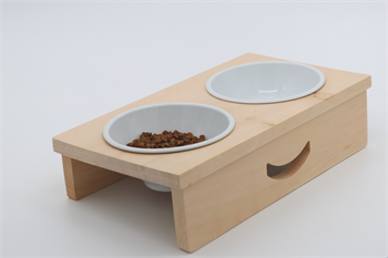 Kedi Köpek Mama Ve Su Kabı-Kırılmaz Melamin İki Adet Kase Hediyeli-Gerçek Ahşap-BuShop Yumak 