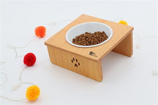 Kedi Köpek Mama Ve Su Kabı-Kırılmaz Melamin Tekli Kase Hediyeli-Kontraplak Ahşap-BuShop Yumak 