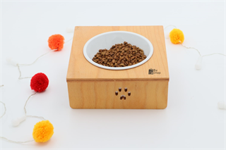 Kedi Köpek Mama Ve Su Kabı-Seramik Tekli Kase Hediyeli-Kontraplak Ahşap-BuShop Yumak Preminyum 