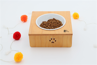 Kedi Köpek Mama Ve Su Kabı-Kırılmaz Melamin Tekli Kase Hediyeli-Kontraplak Ahşap-BuShop Yumak 