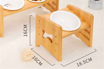 Kedi Köpek Mama Ve Su Kabı-Çelik Tek Adet Kase Hediyeli-Gerçek Ahşap-Kayın Renk-BuShop Kemik