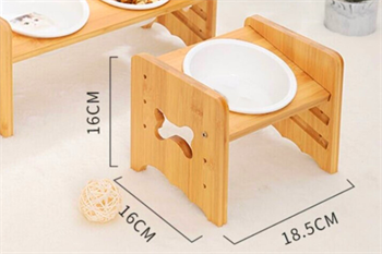 Kedi Köpek Mama Ve Su Kabı-Kırılmaz Melamin Tek Adet Kase Hediyeli-Gerçek Ahşap-Kayın Renk-BuShop Kemik