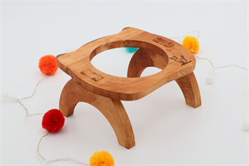 Kedi Köpek Mama Ve Su Kabı-Seramik Bir Adet Kase Hediyeli-Gerçek Ahşap-Armut Kiraz-BuShop Mızmız Preminyum 