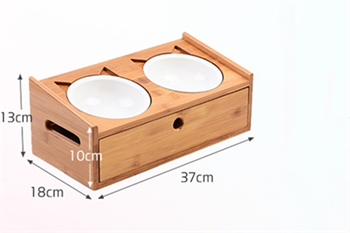 Kedi Köpek Mama Ve Su Kabı-Çelik İki Adet Kase Hediyeli-Gerçek Ahşap-Armut Kiraz-Çekmeceli-BuShop Merlin