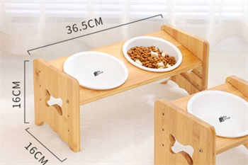 Kedi Köpek Mama Ve Su Kabı-Çelik İki Adet Kase Hediyeli-Gerçek Ahşap-Kayın Renk-BuShop Kemik