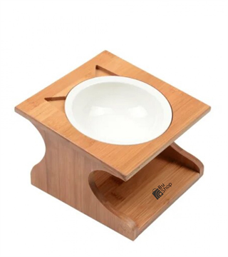 Kedi Köpek Mama Ve Su Kabı-Kırılmaz Melamin Tek Kase Hediyeli-Kontrplak Ahşap-BuShop Katya 