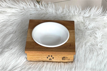 Kedi Köpek Mama Ve Su Kabı-Seramik Tekli Kase Hediyeli-Gerçek Ahşap-BuShop Yumak Preminyum