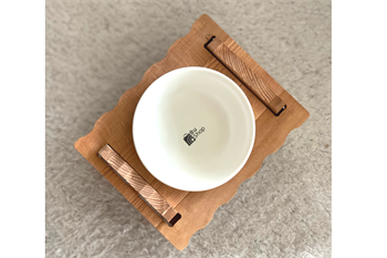 Kedi Köpek Mama Ve Su Kabı-Seramik Tek Adet Beyaz Kase Hediyeli-Gerçek Ahşap-Kayın Renk-BuShop Enrico Preminyum