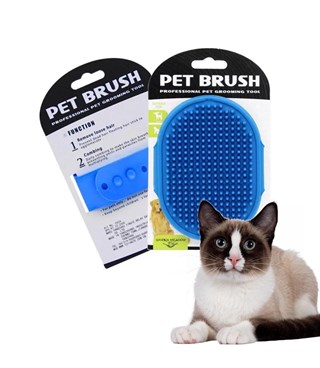 Kedi Köpek Yıkama fırçası ve Masaj Aparatı Kaliteli Silikon Mavi