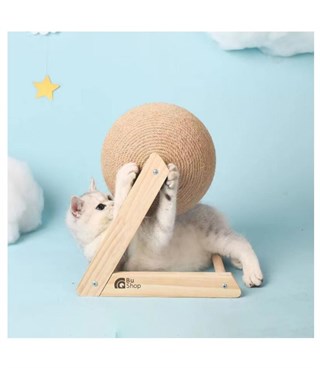 Kedi Tırmalama Oyun Topu, Kedi oyuncağı, Kedi tırmalama oyuncağı,  Ahşap  Doğal  Bushop Twister Serisi
