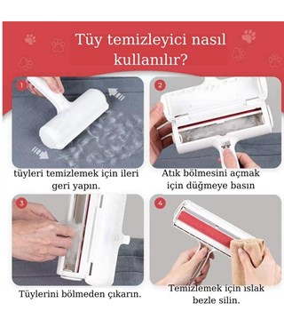 Kedi Köpek Tüy Temizleyici Hazneli ve Kıl Toz Toplayıcı