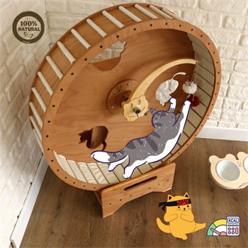 Kedi Koşu Tekerleği  Kedi koşu Bandı   Lüks  Masif Ağaç  Kaydırmaz Taban BuShop