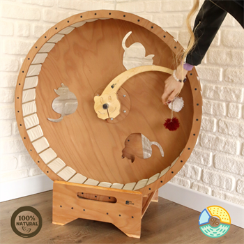 Kedi Koşu Tekerleği  Kedi koşu Bandı   Lüks  Masif Ağaç  Kaydırmaz Taban BuShop