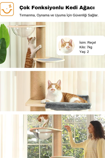 Kedi Kulesi ve Kedi Tırmalama Ağacı Bushop Kedi Tırmalama Direği Planet Serisi
