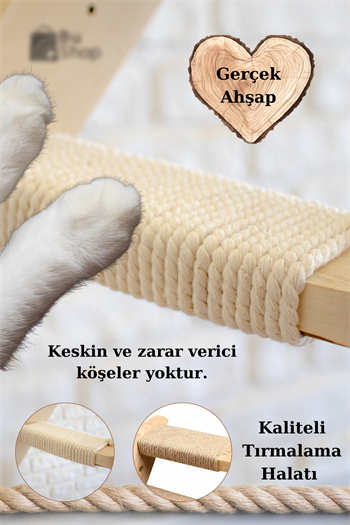 Kedi merdiveni Ahşap kedi tırmalaması Doğal Kedi Tırmanma ve Tırmalama Merdiveni Lilyum Sol Yön