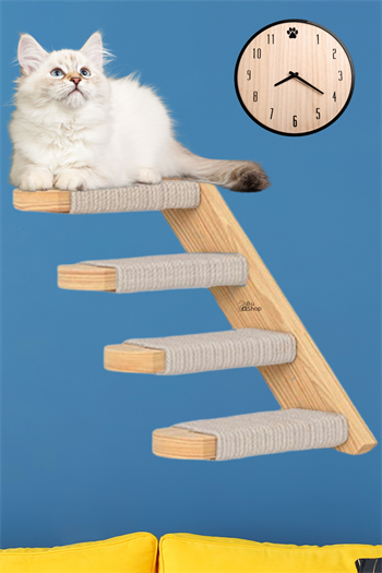 Kedi merdiveni Ahşap kedi tırmalaması Doğal Kedi Tırmanma ve Tırmalama Merdiveni Lilyum Sağ Yön