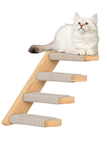 Kedi merdiveni Ahşap kedi tırmalaması Doğal Kedi Tırmanma ve Tırmalama Merdiveni Lilyum Sol Yön