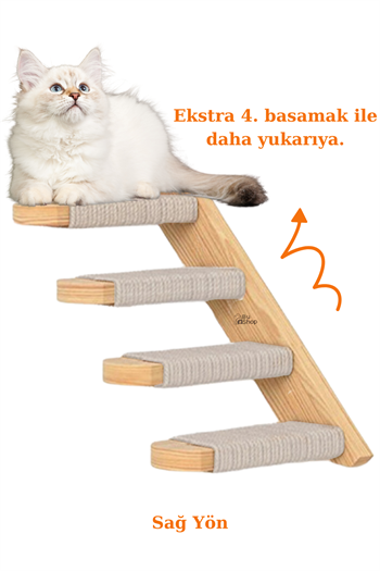 Kedi merdiveni Ahşap kedi tırmalaması Doğal Kedi Tırmanma ve Tırmalama Merdiveni Lilyum Sağ Yön