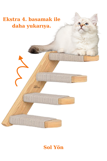 Kedi merdiveni Ahşap kedi tırmalaması Doğal Kedi Tırmanma ve Tırmalama Merdiveni Lilyum Sol Yön