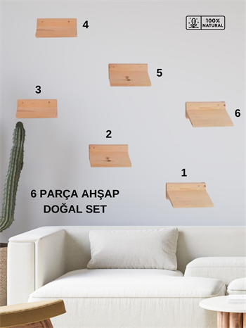 kedi merdiveni, kedi tırmalaması, Kedi Tırmanma Duvar Merdiveni, Doğal 6 Parça, BuShop Eco Raf