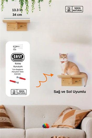 kedi merdiveni, kedi tırmalaması, Kedi Tırmanma Duvar Merdiveni, Doğal 2 Parça, BuShop