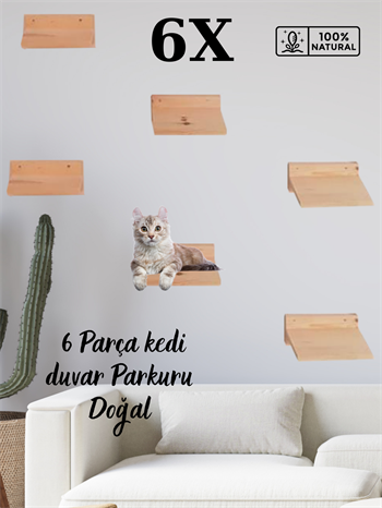 kedi merdiveni, kedi tırmalaması, Kedi Tırmanma Duvar Merdiveni, Doğal 6 Parça, BuShop Eco Raf