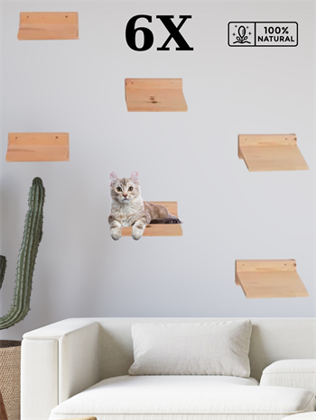 kedi merdiveni, kedi tırmalaması, Kedi Tırmanma Duvar Merdiveni, Doğal 6 Parça, BuShop Eco Raf