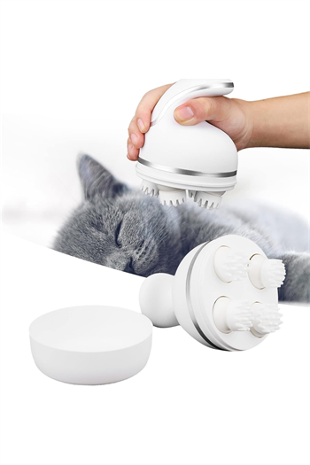 Kedi Otomatik Masaj Cihazı, Kedi 3D Kafa Masajı, Evcil Hayvan Akıllı USB Şarjlı Evcil Hayvan Masaj Aleti