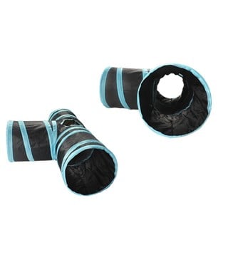 Kedi Oyun Tüneli  3 lü  Katlanabilir BuShop Mavi