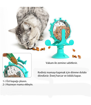 Kedi Oyuncağı Vakum ile Zemine Sabitlenir.BuShop Dönme Dolap Döndükçe Zil Sesi ÇIkarır. Mama Dağıtır. 