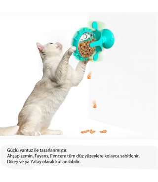 Kedi Oyuncağı Vakum ile Zemine Sabitlenir.BuShop Dönme Dolap Döndükçe Zil Sesi ÇIkarır. Mama Dağıtır. 