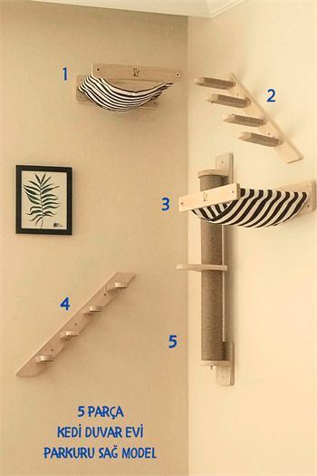 Kedi parkuru, Kedi evi, Kedi yatağı, Kedi Duvar Evi, Kedi Duvar Rafı, Muhteşem 5 parça sağ kedi parkuru set