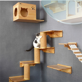 Kedi parkuru,Sağ Köşe tırmalama rafı, Kedi Köprüsü, Kedi Duvar Evi, Kedi Duvar Rafı, Muhteşem 10 parça kedi parkuru , Bushop Corner Serisi