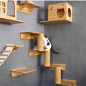 Kedi parkuru,Sol Köşe tırmalama rafı, Kedi Köprüsü, Kedi Duvar Evi, Kedi Duvar Rafı, Muhteşem 10 parça kedi parkuru , Bushop Corner Serisi