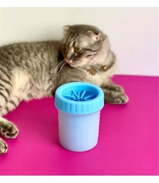 Kedi Pati Temizleme Aparatı  Kir Temizleyici Yüksek Kalite Silikon Fırça-Küçük Boy-Mavi 