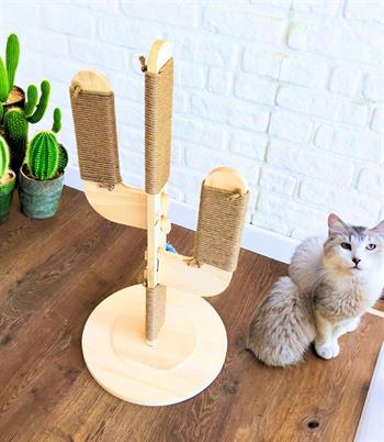 Kedi tırmanma tahtası, zemin koruyuculu yüksek kalite BuShop Asla devrilmez Yeşil Kaktüs Modeli