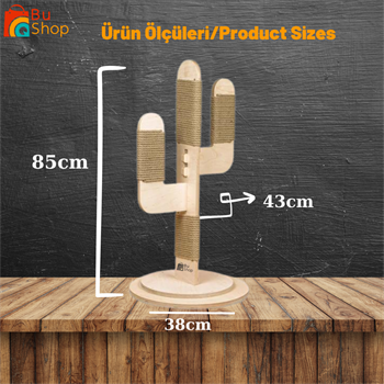 Kedi tırmanma tahtası, zemin koruyuculu yüksek kalite BuShop Asla devrilmez Yeşil Kaktüs Modeli
