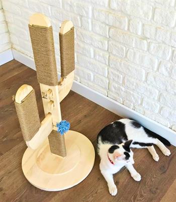Kedi tırmanma tahtası, zemin koruyuculu yüksek kalite BuShop Kahverengi Kaktüs Modeli