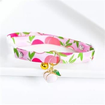 Kedi ve Köpek Boyun Tasması Şeftali Desenli M  Bushop 