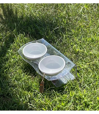 Köpek Kedi Mama Ve Su Kabı-Kırılmaz Melamin İki Adet Kase Hediyeli-Yeni Nesil-Pleksiglas-Şeffaf-BuShop Ghost