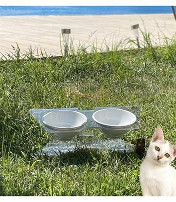 Kedi ve Köpek Dekorotif Mama ve Su Kabı  Beyaz Kase BuShop Modern  Akirilik Casper X Serisi